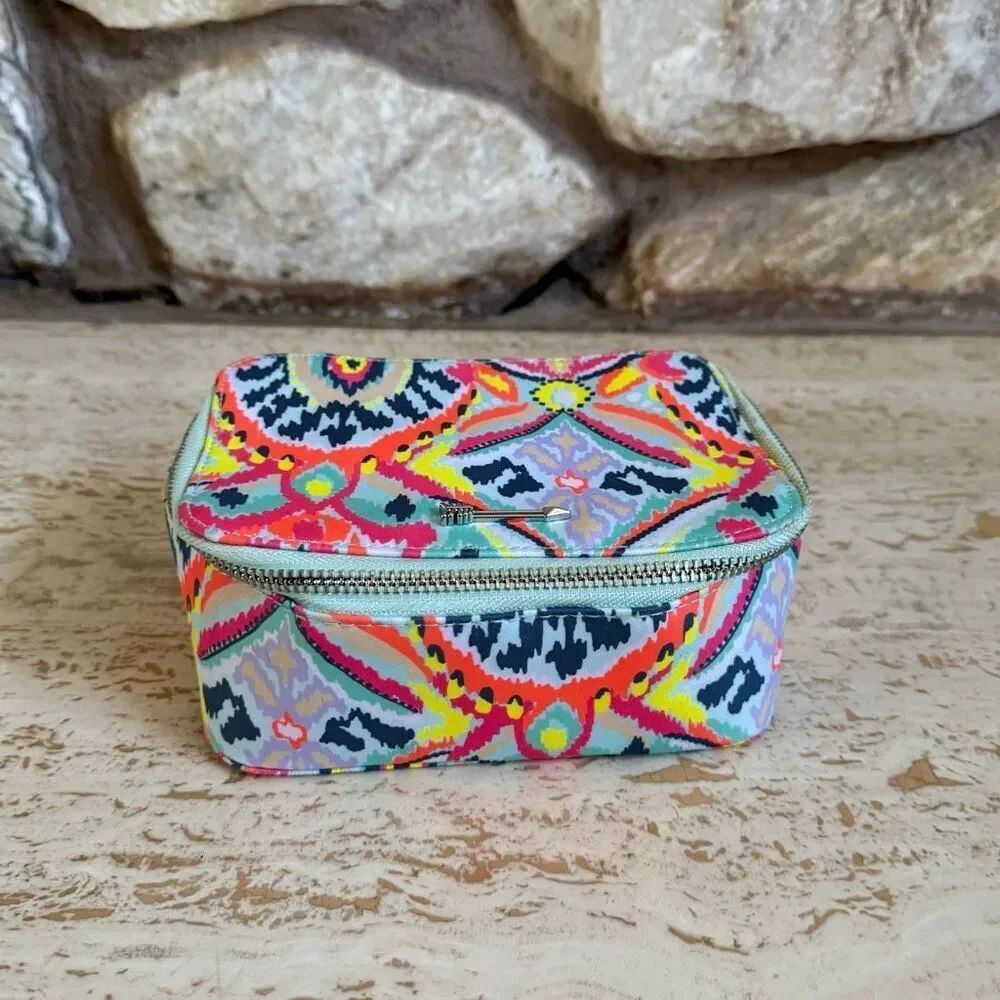 Stella & Dot Multicolor Ikat Travel Jewelry Case organization travel boho